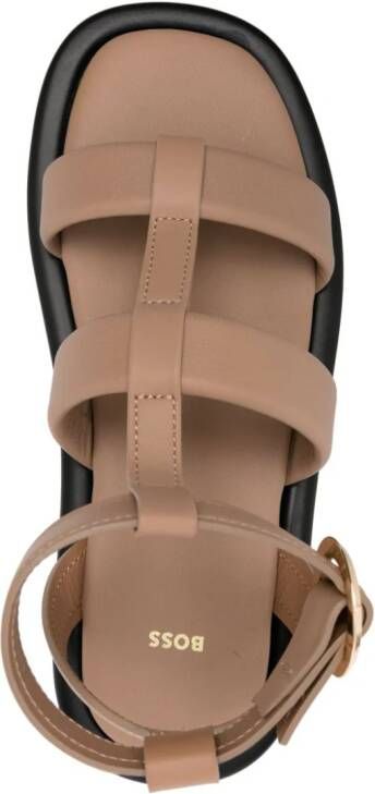 BOSS caged leather sandals Neutrals