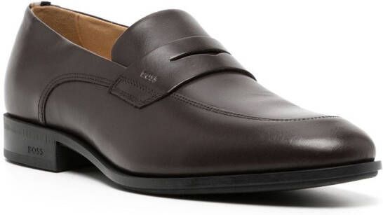 BOSS Colby leather penny loafers Brown
