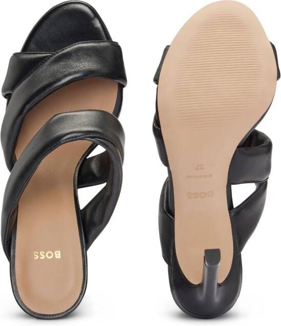 BOSS crossover-strap leather mules Black