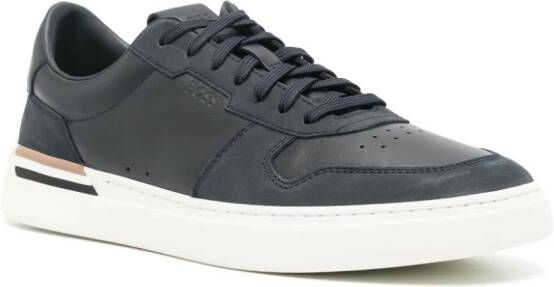BOSS Cupsole panelled leather sneakers Blue