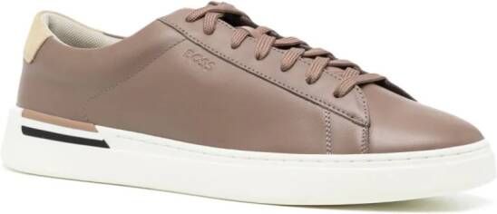 BOSS logo-de ed leather sneakers Brown