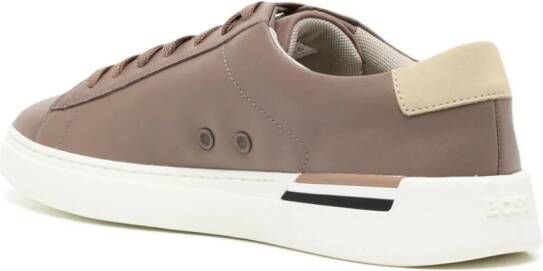 BOSS logo-de ed leather sneakers Brown