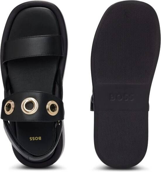 BOSS eyelet-embellishment leather sandals Black