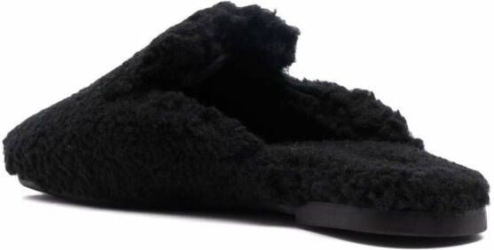BOSS faux-shearling design slippers Black