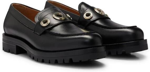 BOSS Helen 40mm eyelet-embellished loafers Black