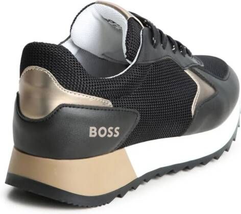 BOSS Kidswear colour-block panelled faux-leather sneakers Black