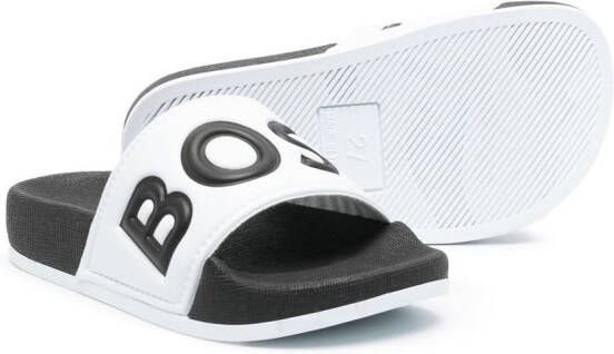 BOSS Kidswear colour-block slides White