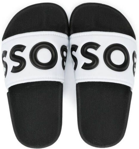 BOSS Kidswear colour-block slides White