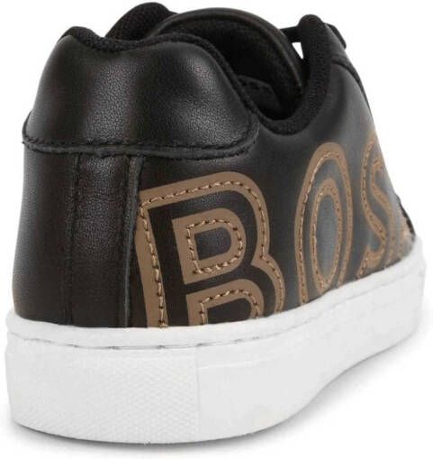 BOSS Kidswear debossed logo-print leather sneakers Black