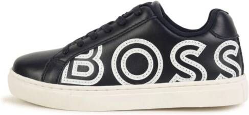 BOSS Kidswear debossed logo-print leather sneakers Black