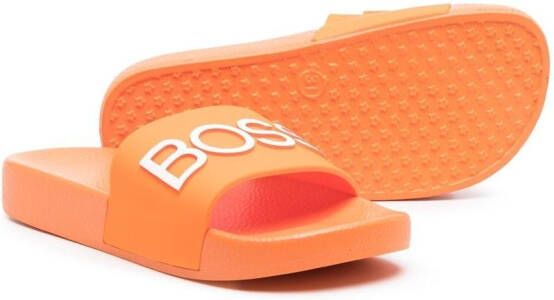 BOSS Kidswear embossed-logo sliders Orange