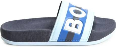 BOSS Kidswear embossed-logo slides Blue