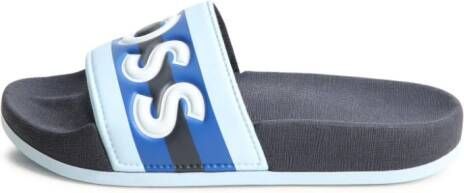 BOSS Kidswear embossed-logo slides Blue