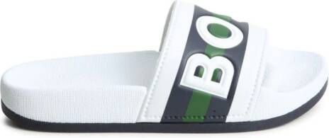 BOSS Kidswear embossed-logo slides White