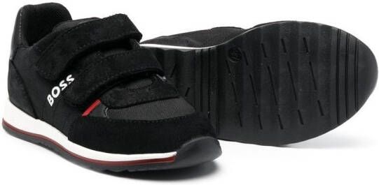 BOSS Kidswear front touch-strap fastening sneakers Black