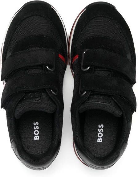 BOSS Kidswear front touch-strap fastening sneakers Black