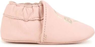 BOSS Kidswear heart-print leather slippers Pink