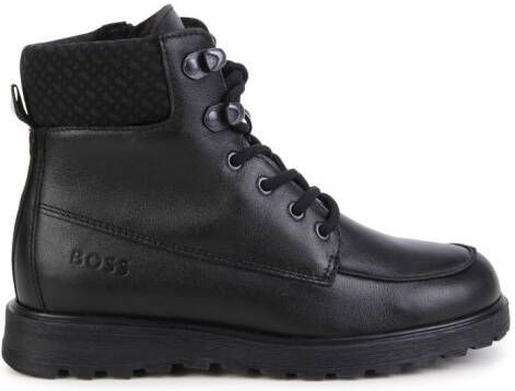 BOSS Kidswear logo-debossed leather ankle boots Black