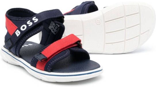 BOSS Kidswear logo-detail touch-strap sandals Blue