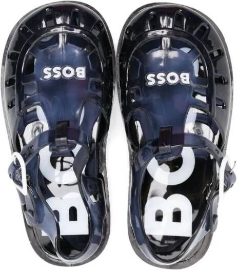 BOSS Kidswear logo-embossed jelly sandals Blue
