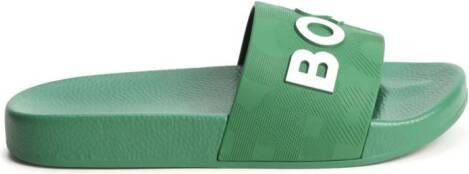 BOSS Kidswear logo-embossed slides Green