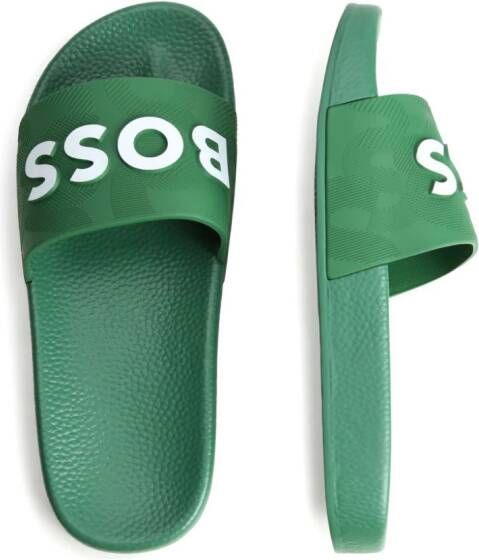 BOSS Kidswear logo-embossed slides Green