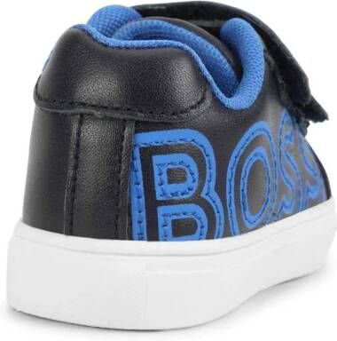 BOSS Kidswear logo-embroidered leather sneakers Black