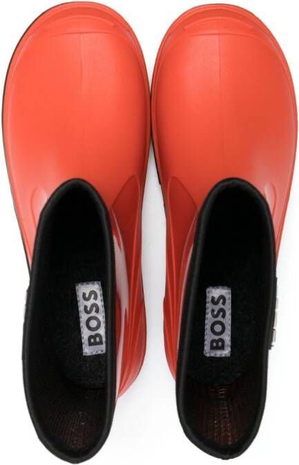 BOSS Kidswear logo-patch slip-on wellies Orange