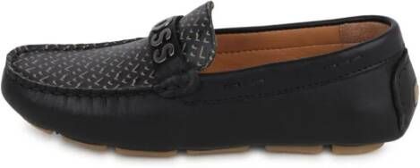 BOSS Kidswear logo-plaque leather loafers Black