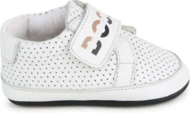 BOSS Kidswear logo-print calf-leather slippers White