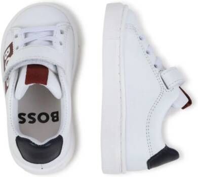 BOSS Kidswear logo-print colour-block leather sneakers White