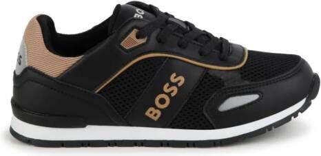 BOSS Kidswear logo-print lace-up sneakers Black