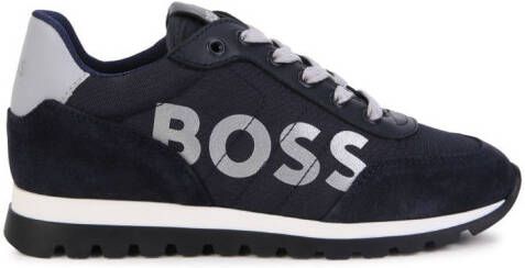 BOSS Kidswear logo-print lace-up sneakers Blue