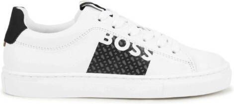 BOSS Kidswear logo-print lace-up sneakers White