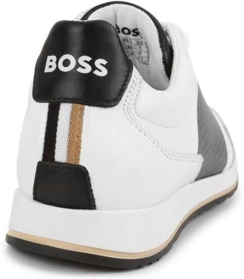 BOSS Kidswear logo-print lace-up sneakers White
