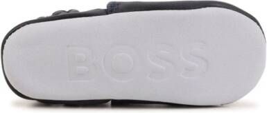 BOSS Kidswear logo-print leather slippers Blue