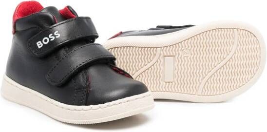 BOSS Kidswear logo-print leather sneakers Black