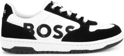 BOSS Kidswear logo-print leather sneakers Black