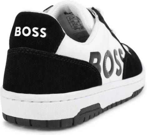 BOSS Kidswear logo-print leather sneakers Black