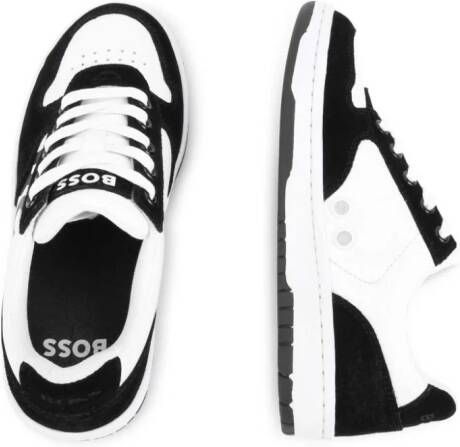 BOSS Kidswear logo-print leather sneakers Black