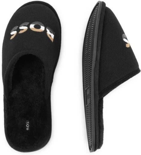 BOSS Kidswear logo-print mesh slippers Black