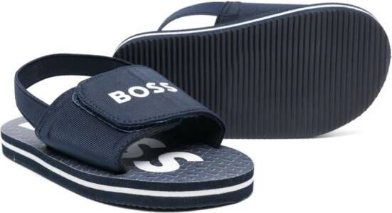 BOSS Kidswear logo-print open-toe sandals Blue
