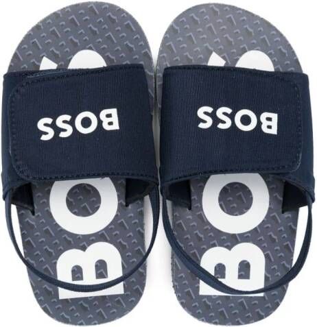 BOSS Kidswear logo-print open-toe sandals Blue