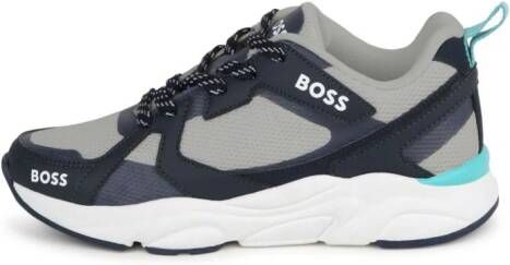 BOSS Kidswear logo-print panelled sneakers Blue