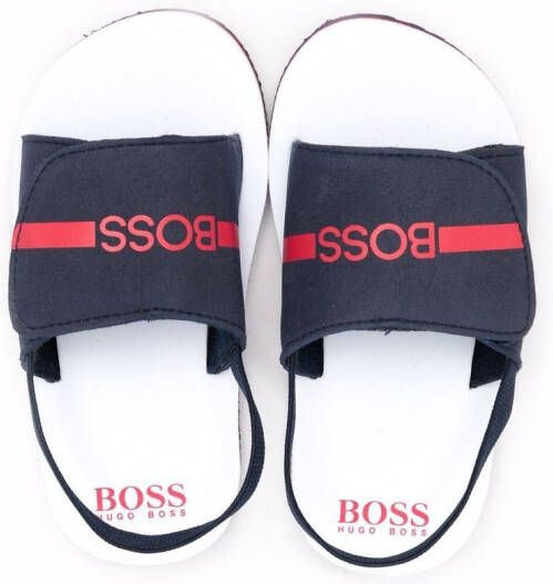 BOSS Kidswear logo-print slingback sandals Blue