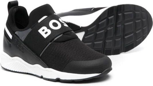 BOSS Kidswear logo-print slip-on sneakers Black
