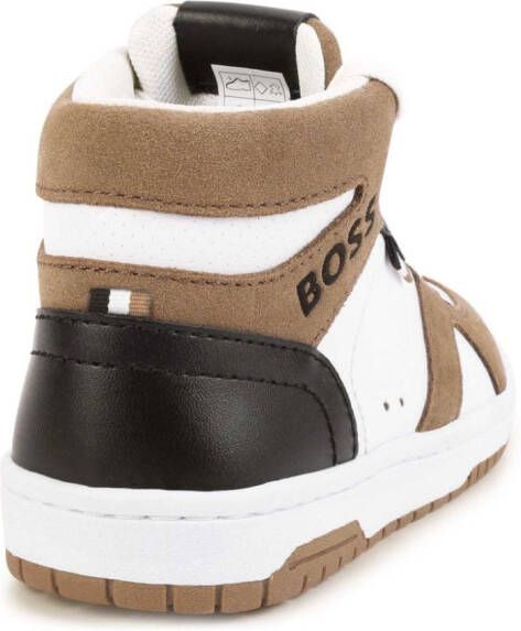BOSS Kidswear panelled high-top sneakers Brown