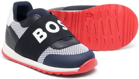 BOSS Kidswear logo-print strap-detail sneakers Blue