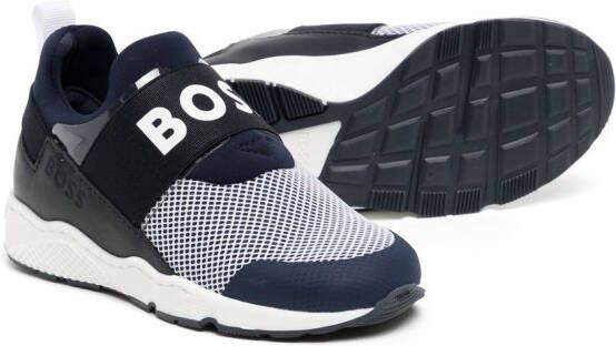 BOSS Kidswear logo-print strap sneakers Blue