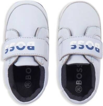 BOSS Kidswear logo-print touch-strap leather sneakers White